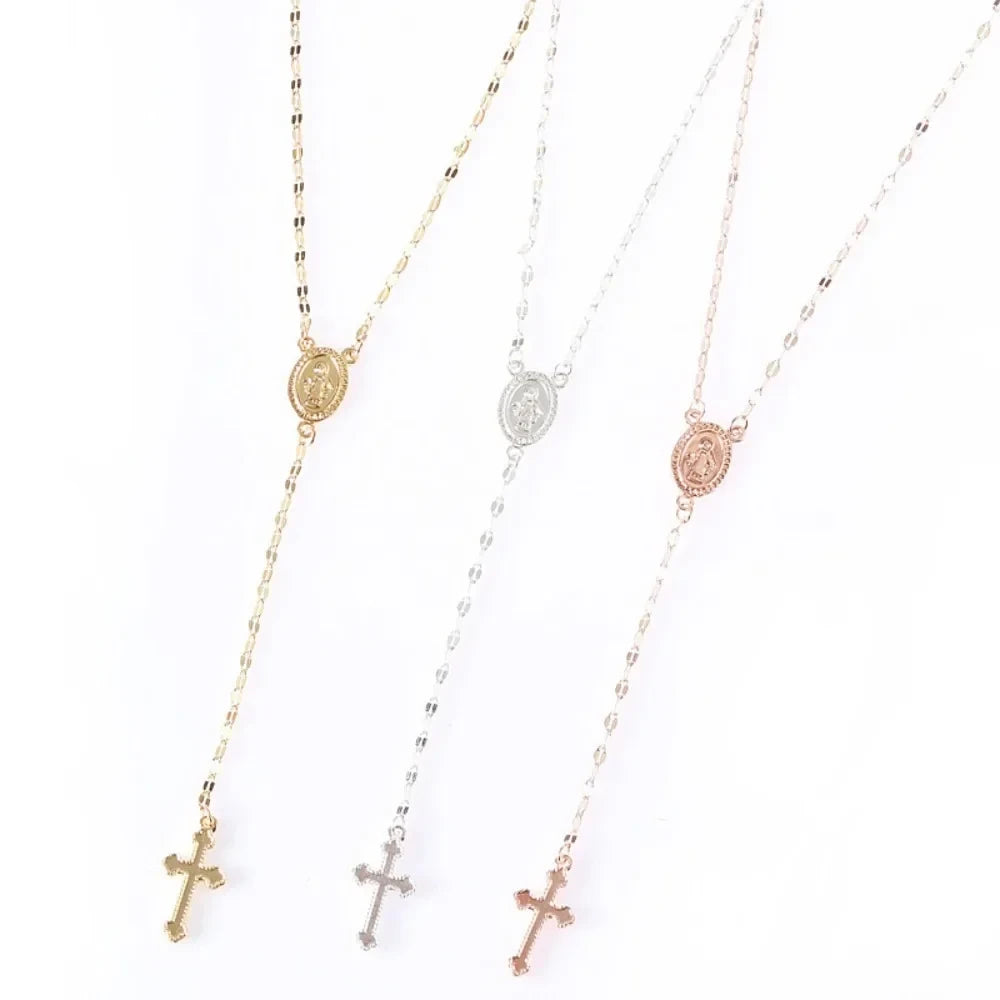 Vintage Christian Cross Rosary Necklace