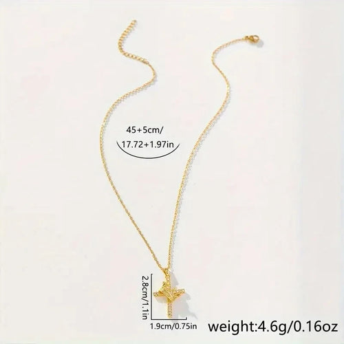 Gold Crown Cross Pendant Necklace